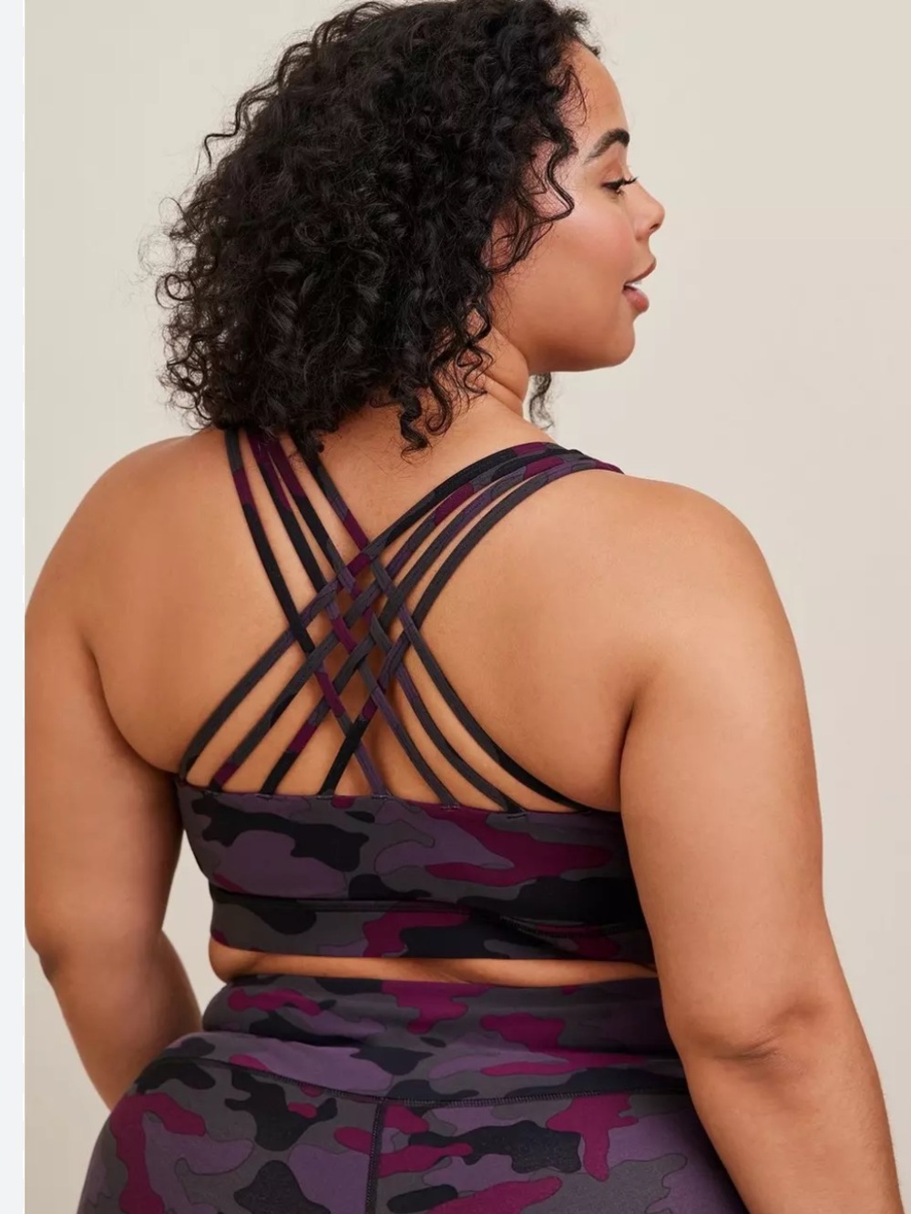 TORRID happy Camper Sports Bra Size 4X Plus Curvy Camo From Zip Purple Black G24